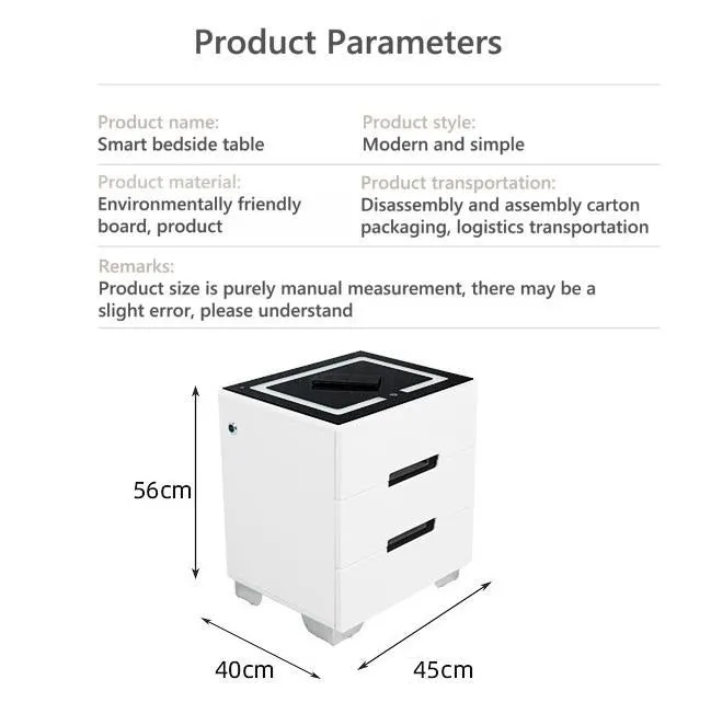 2024 Smart Bedside Tables Bluetooth Speaker Side 3 Drawers Wireless Charging USB Nightstand LED  AU