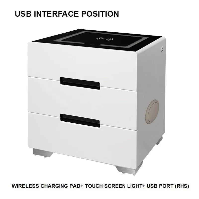 2024 Smart Bedside Tables Bluetooth Speaker Side 3 Drawers Wireless Charging USB Nightstand LED  AU