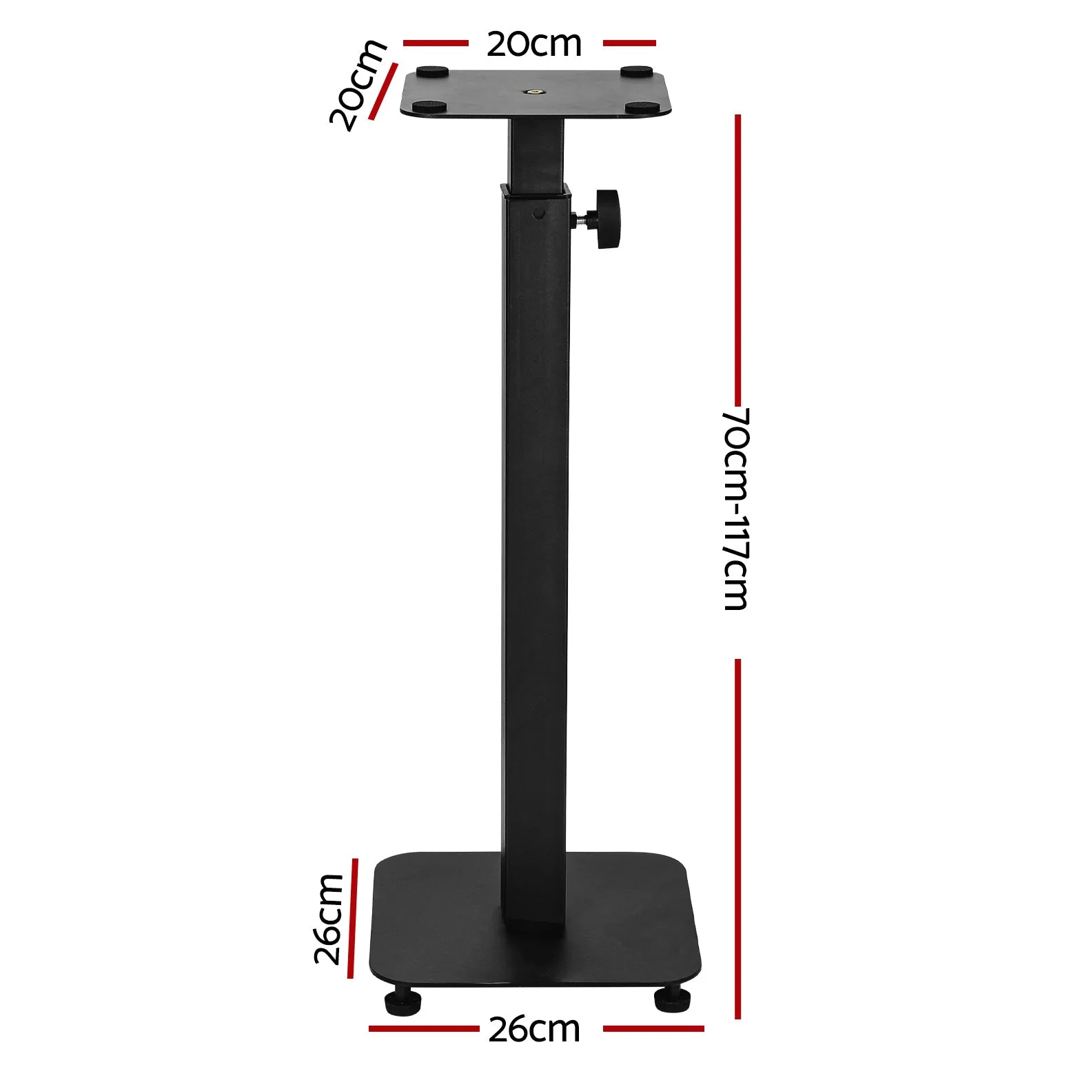 Adjustable Height Speaker Stands 70-117cm, Steel 2pcs – Alpha