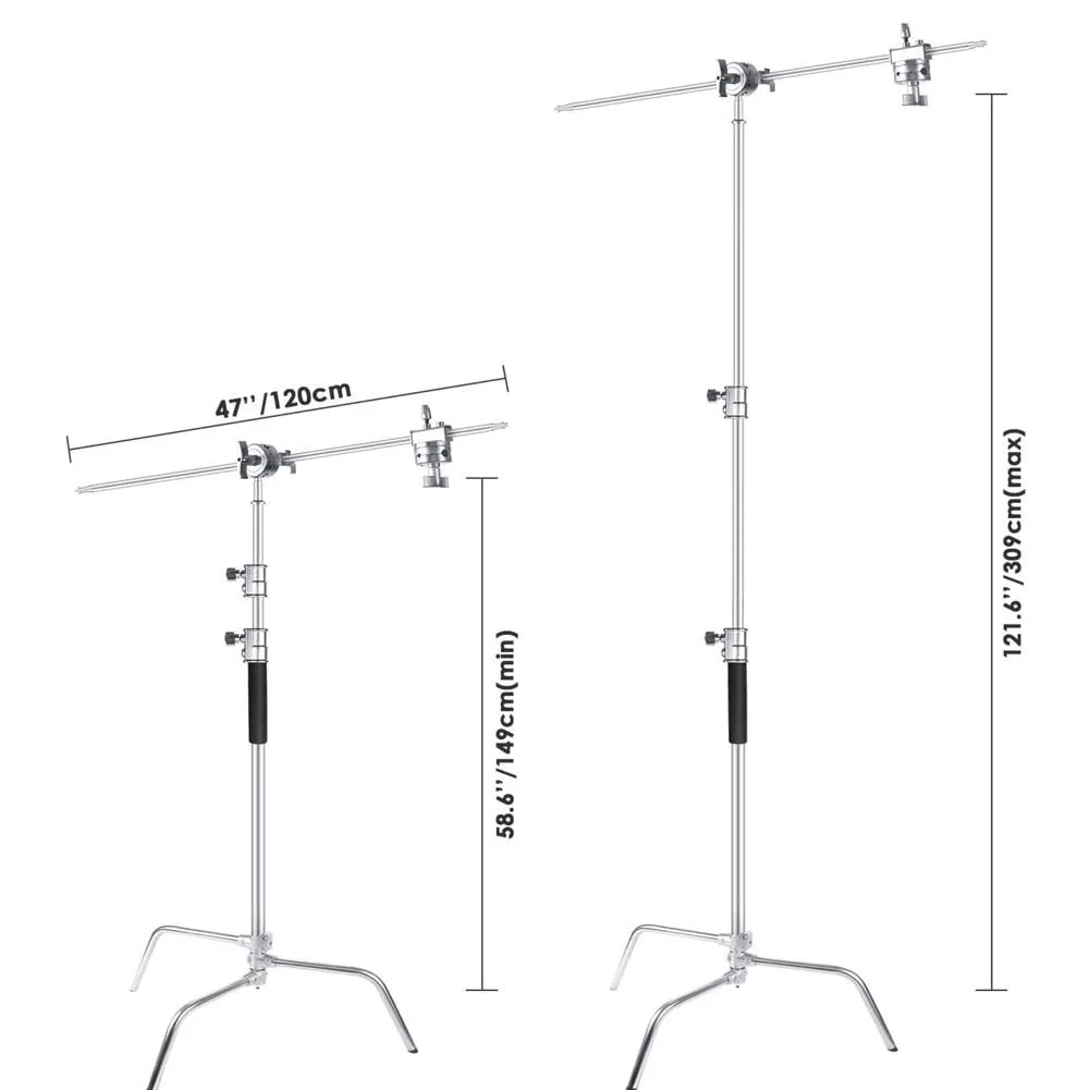 Adjustable Sliding Leg Heavy Duty Photographic C-Stand With Boom Arm (20kg Load)