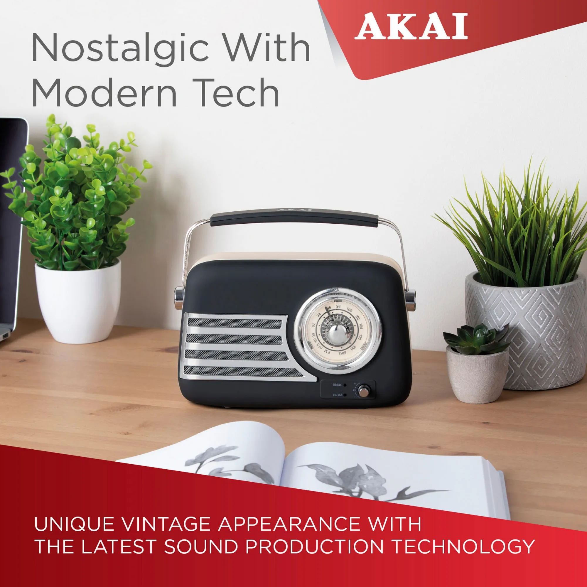 Akai Vintage Bluetooth Radio Black