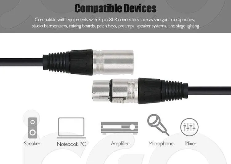 Balanced XLR Cable 3 Pin Male to Female Snake Cord Professional Microphone Cable for Recording,Mixing,Amplifier