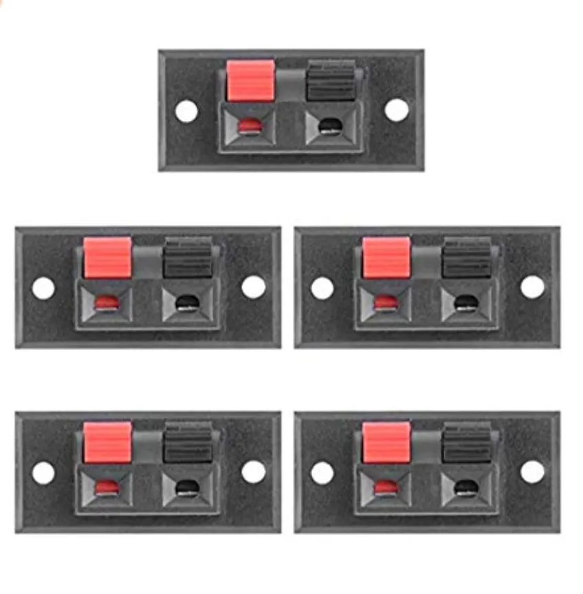 BIG 2 Way/Pole Speaker Terminals Socket/Block/Connector With Push Release/Insert Spring Loaded Mechanism