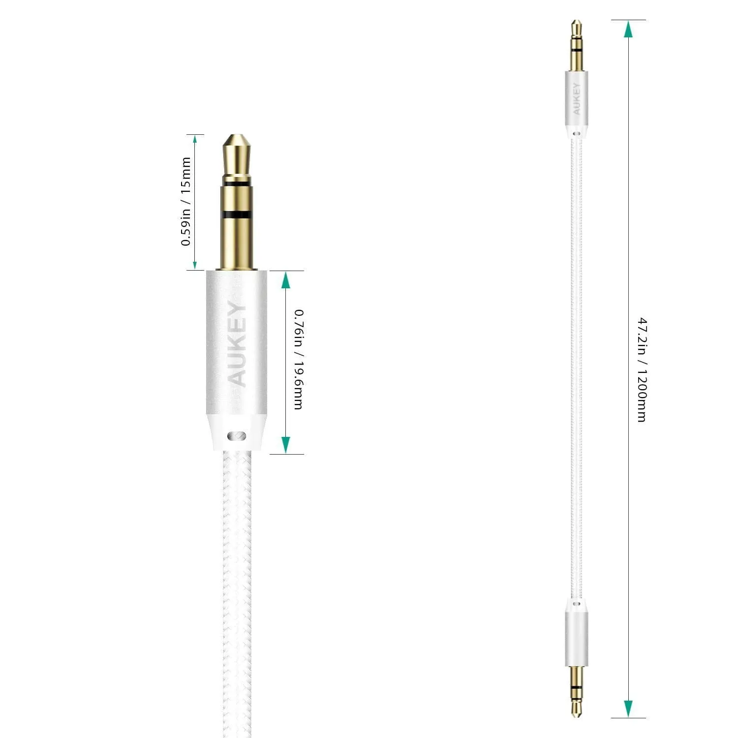 CB-V12 3.5mm Audio Aux Cable Nylon Braided Cable 1.2 meter