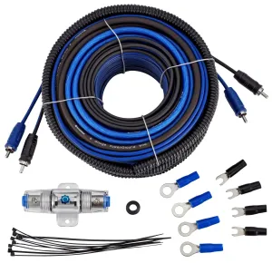 Dual 8 Gauge Amp Wiring Kit (Blue/Black)  Amp Kit With Amplifier Installation