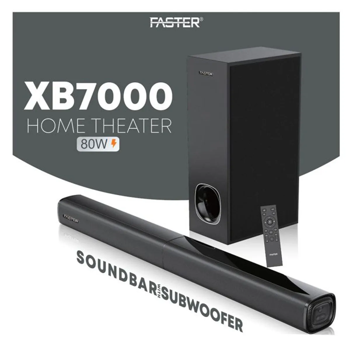 FASTER XB7000 Sound Bar - 80W Sound Bar Speaker With Woofer - Bluetooth Sound Bar For Led / Lcd / Pc - Sound Likes Movie Theater - Speaker Sound Bar For Gaming