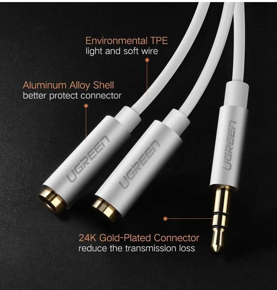 Headphone Splitter, 3.5mm Audio Stereo Y Splitter Extension Cable Male to Female Dual Headphone Jack Adapter for Earphone