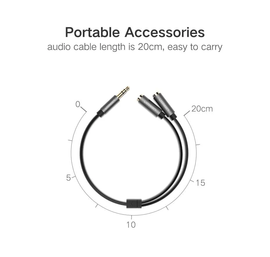 Headphone Splitter, 3.5mm Audio Stereo Y Splitter Extension Cable Male to Female Dual Headphone Jack Adapter for Earphone