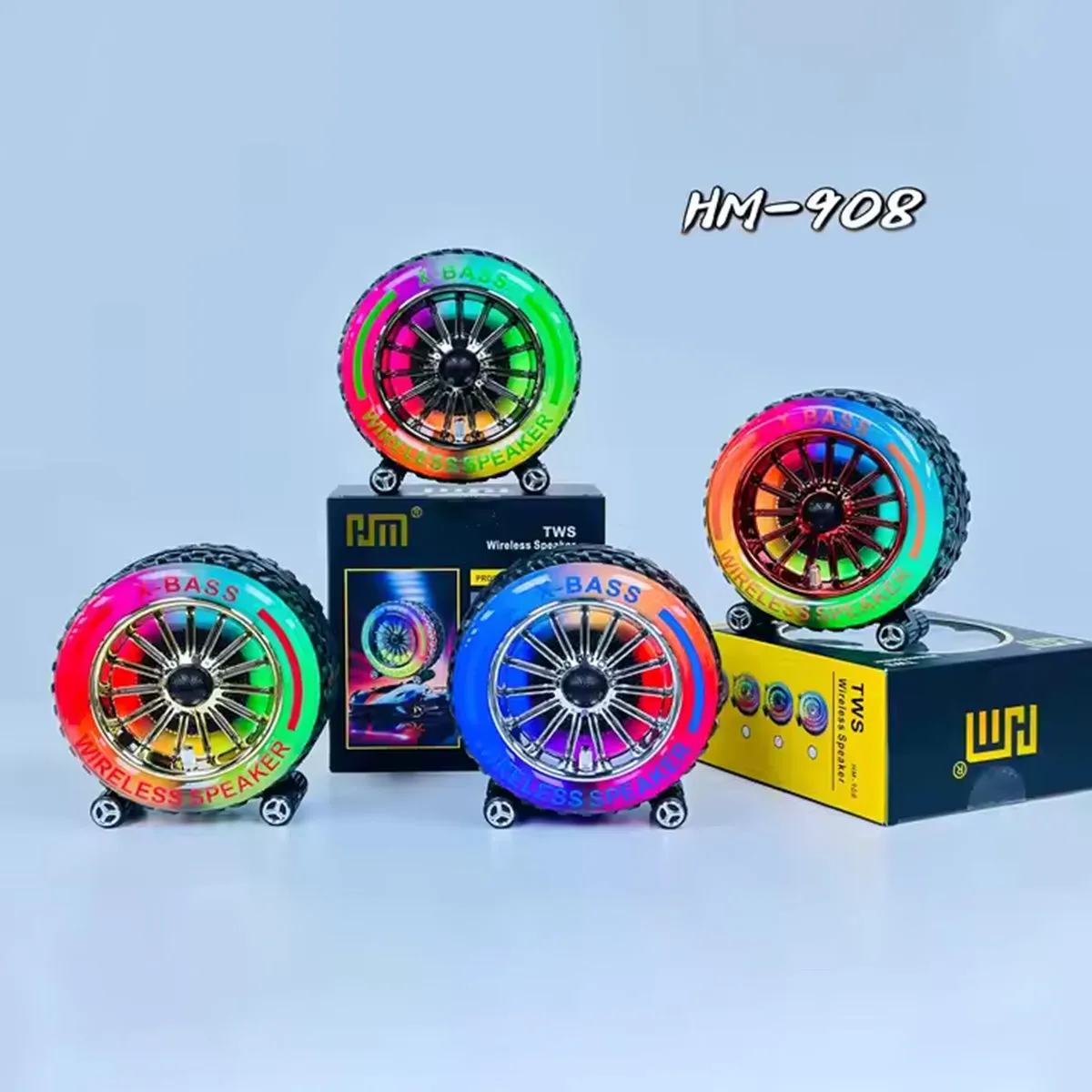 HM-908 RGB Big Wheel Wireless Portable Bluetooth Speaker