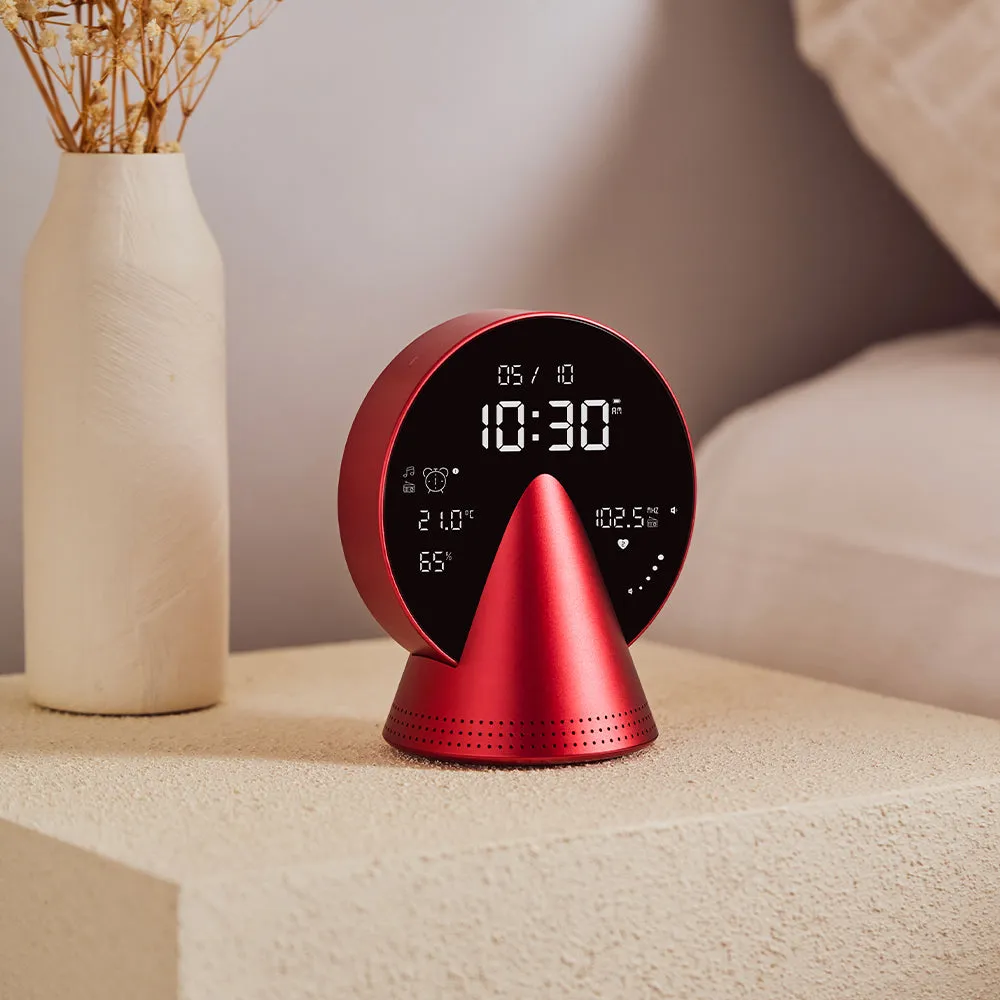 Lexon Conic Radio Alarm Clock With Fm & Built-In Bluetooth Speaker - Red