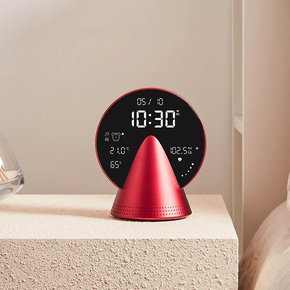 Lexon Conic Radio Alarm Clock With Fm & Built-In Bluetooth Speaker - Red