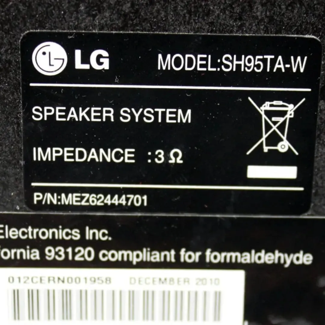 Used LG SH95TA-W 3 Ohms Foreign Passive Home Theater Subwoofer