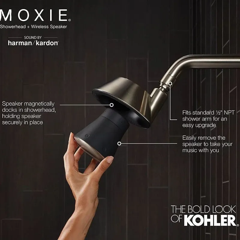 Moxie 2.5 gpm Bluetooth Showerhead Speaker in Vibrant Brushed Nickel