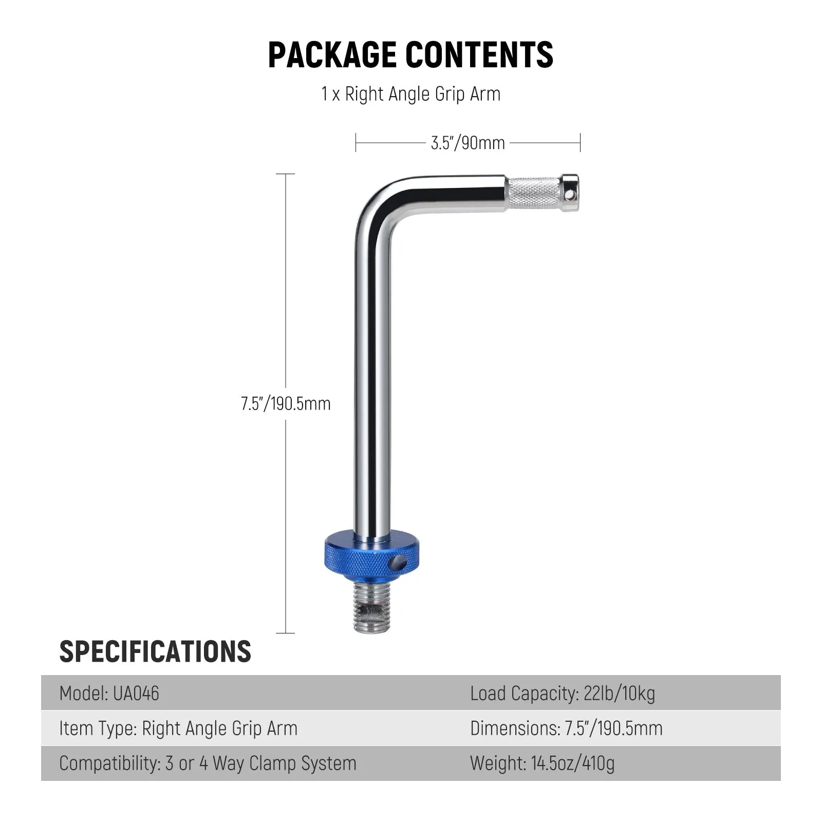 NEEWER UA046 Right Angle Grip Arm Light Mount