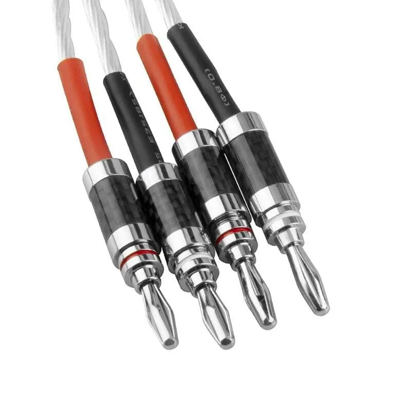 One Pair  HIFI Silver-plated Speaker Cable High-end 5N OCC Speaker Wire For Hi-fi Systems Y Plug Banana plug Speaker Cable