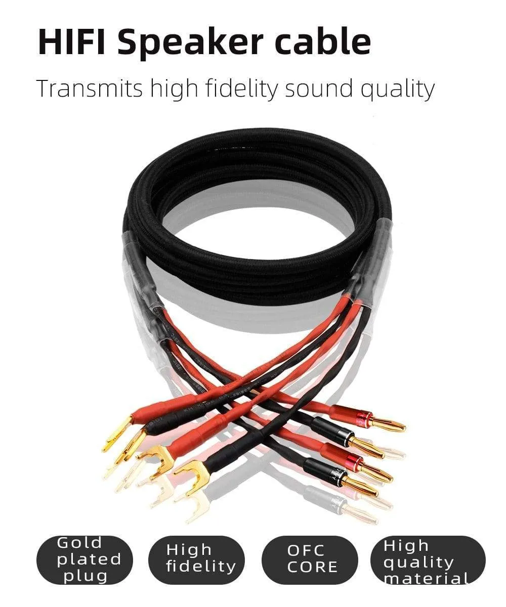 One pair YYTCG HiFi audio speaker cable high quality Pure copper diy speaker wire with banana plug Y plug