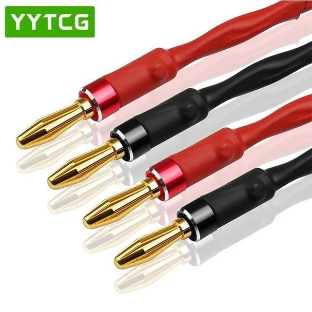 One pair YYTCG HiFi audio speaker cable high quality Pure copper diy speaker wire with banana plug Y plug