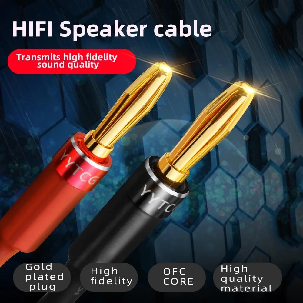 One pair YYTCG HiFi audio speaker cable high quality Pure copper diy speaker wire with banana plug Y plug