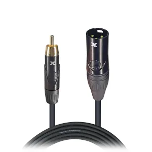 ProX XC-RXM5 5' Ft. High Performance XLR Male to RCA Male Unbalanced Audio Cable