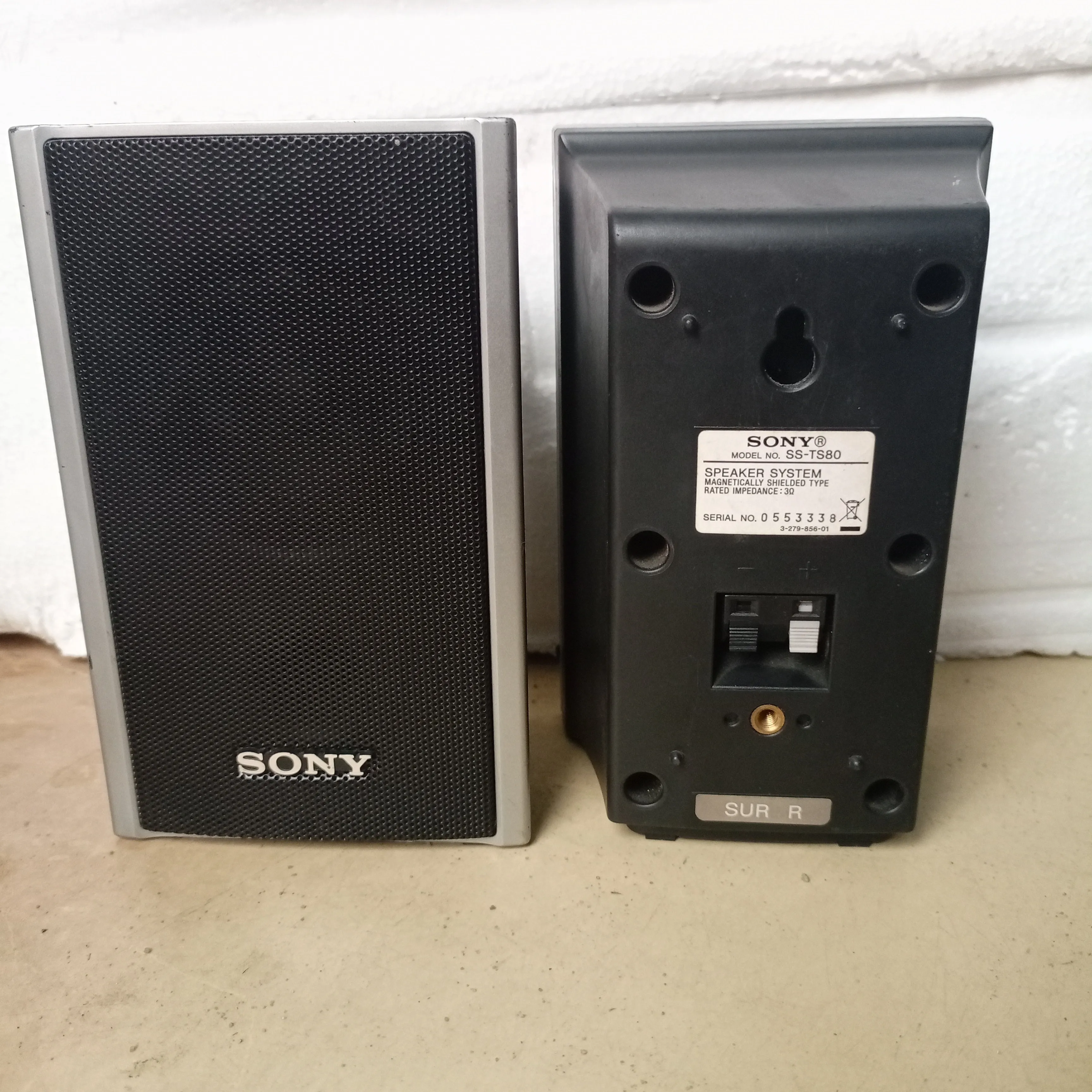 SONY SS-TS80 3 Ohms Home Theater Surround Speakers - Foreign Used