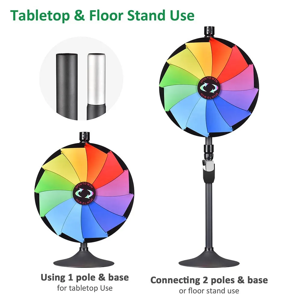 WinSpin 24" Prize Wheel Tabletop Floor Stand Stable Base 12-Slot