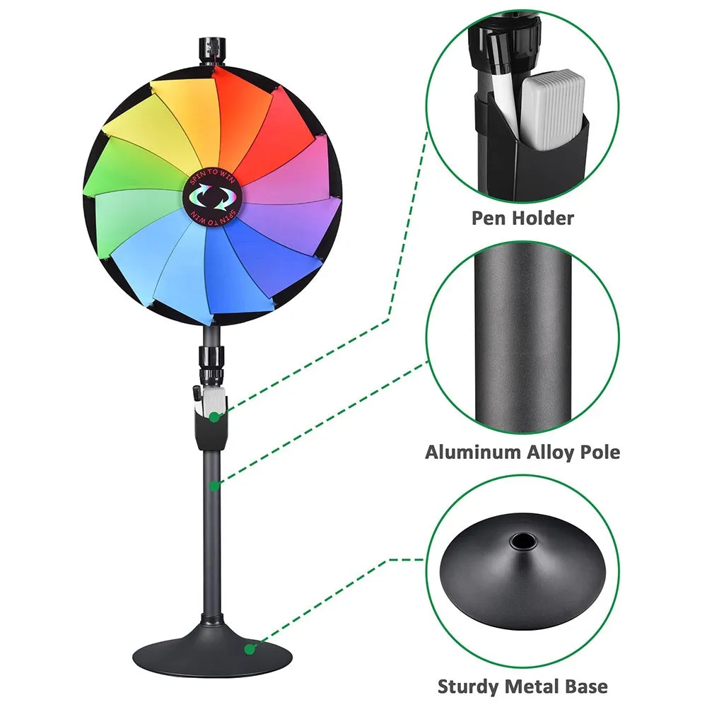 WinSpin 24" Prize Wheel Tabletop Floor Stand Stable Base 12-Slot