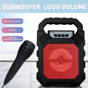 Wireless Bluetooth Portable Boom Box Subwoofer Support Mic Input Outdoor Speaker 5 W Bluetooth Speaker