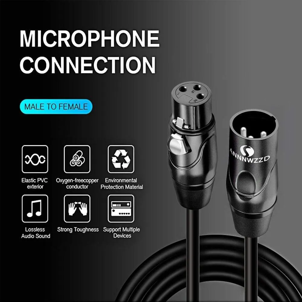 XLR Cable Karaoke Microphone Sound Cannon Plug XLR Guitar Cable Extension Mikrofon Cable 15M for Audio Mixer Amplifiers XLR Cord