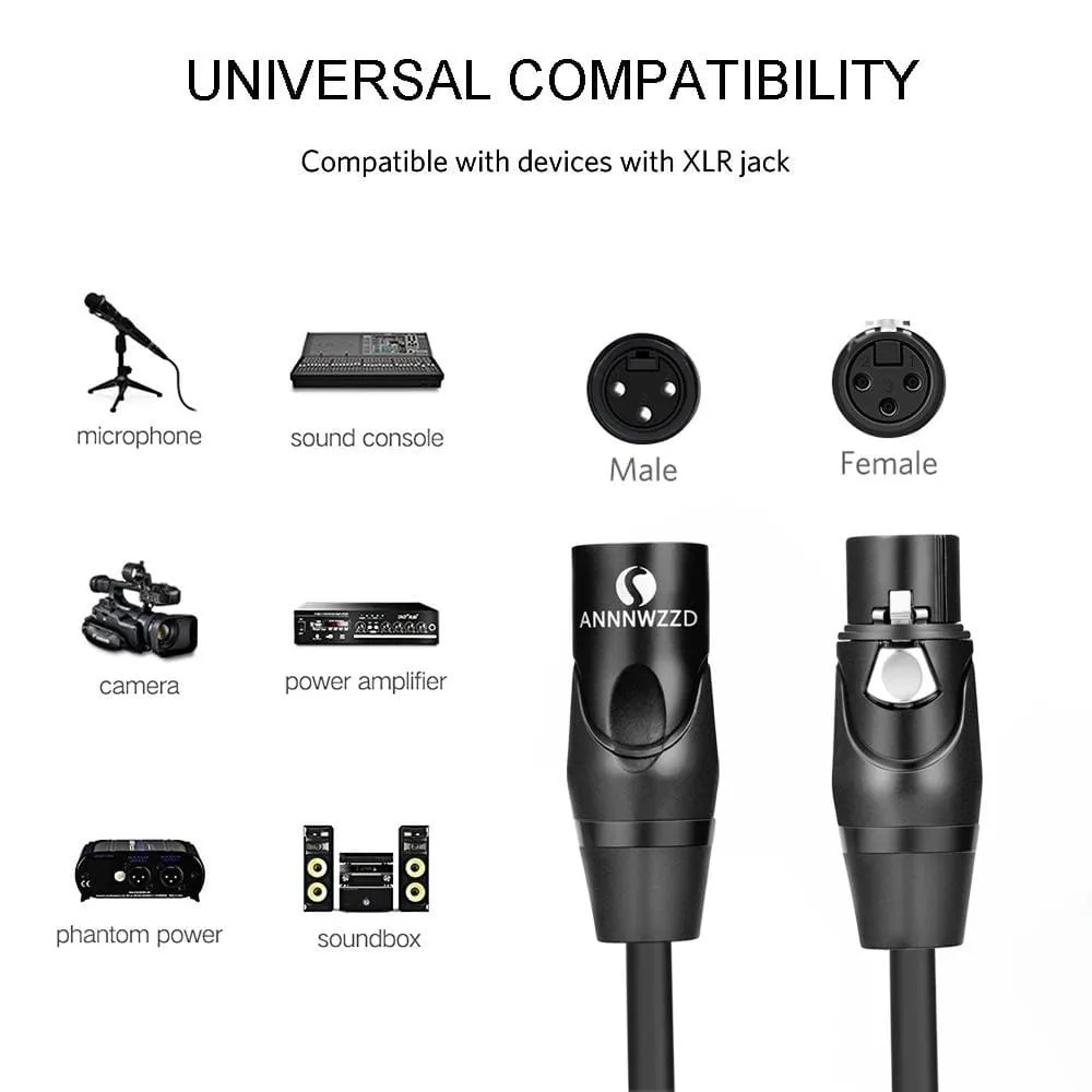 XLR Cable Karaoke Microphone Sound Cannon Plug XLR Guitar Cable Extension Mikrofon Cable 15M for Audio Mixer Amplifiers XLR Cord