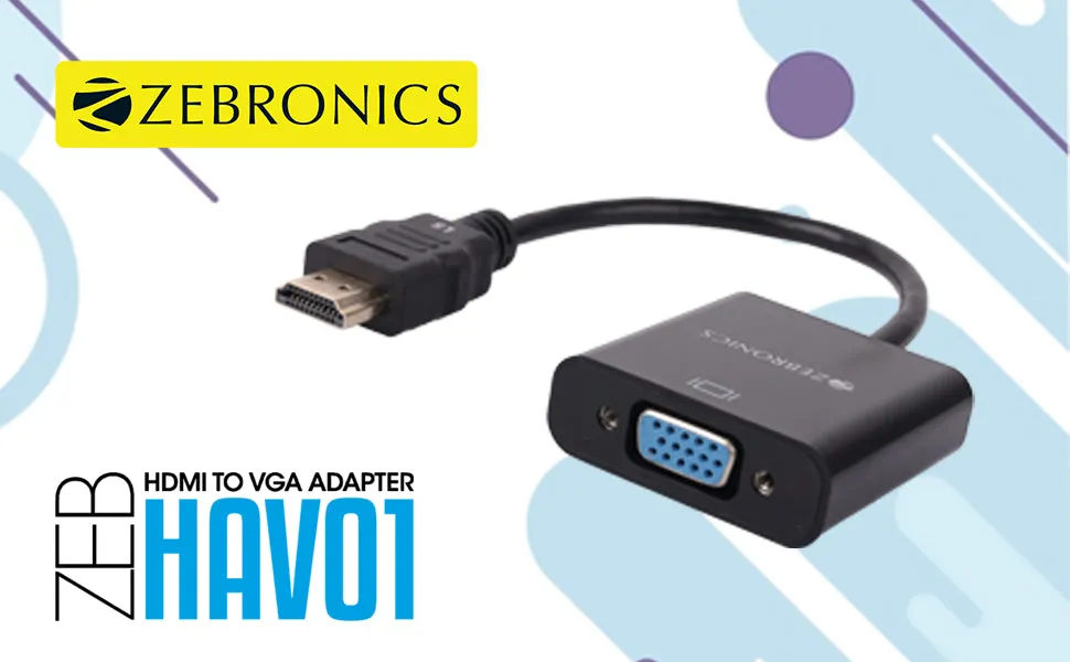 ZEBRONICS HAV01 HDMI to VGA Adapter with Full HD 1080p @ 60Hz Native Resolution