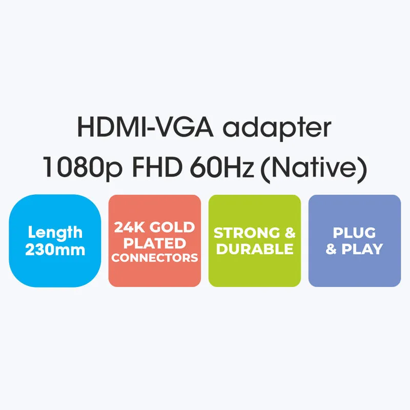 ZEBRONICS HAV01 HDMI to VGA Adapter with Full HD 1080p @ 60Hz Native Resolution