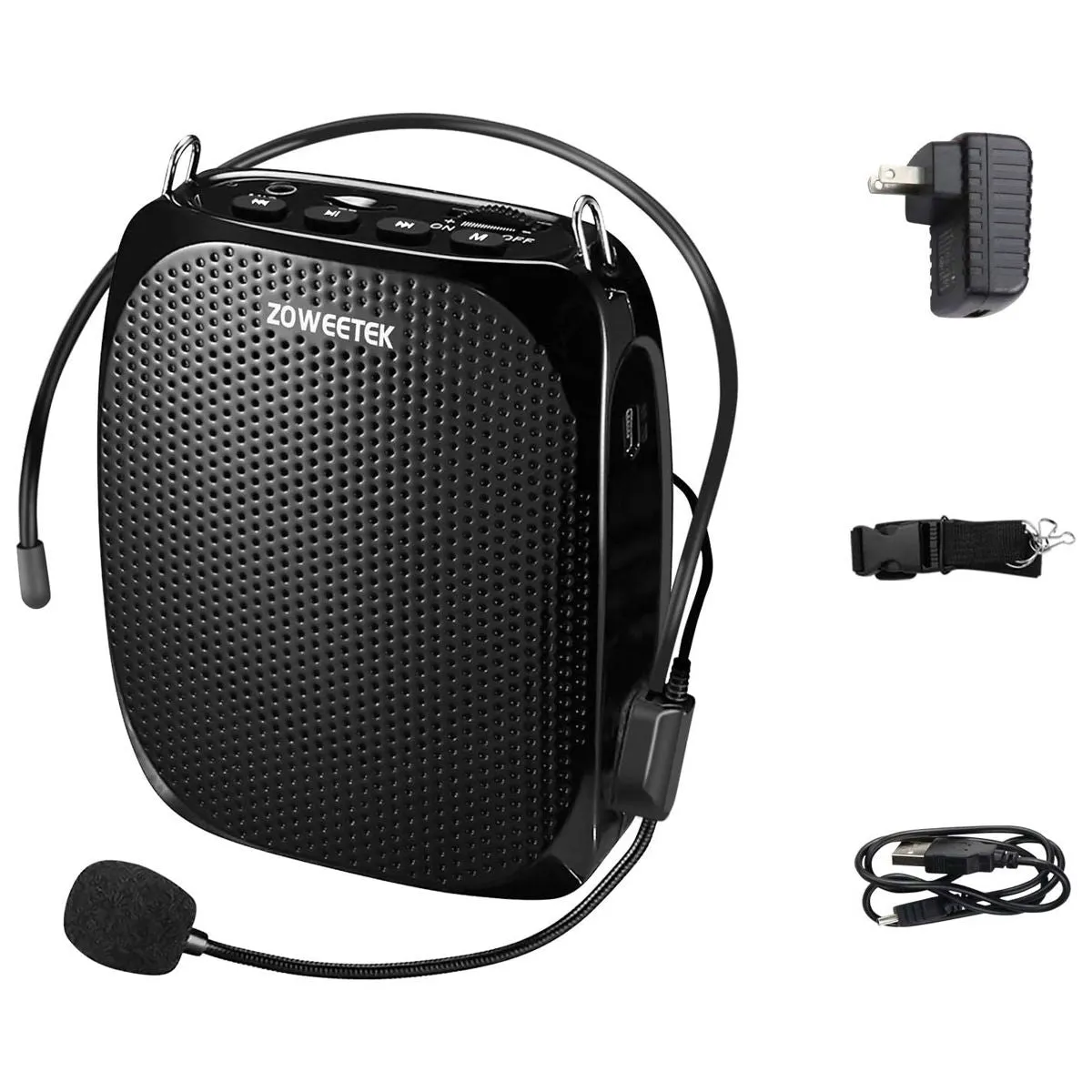 ZOWEETEK Portable Rechargeable Mini Voice Amplifier - Black (ZW-Z258)